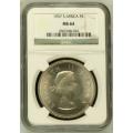 UNION OF SOUTH AFRICA 1957 FIVE SHILLINGS GRADED MS64 BY NGC