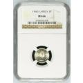 UNION OF SOUTH AFRICA 1960 THREEPENCE GRADED MS66 BY NGC