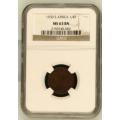 THE RARE UNION OF SOUTH AFRICA 1930 FARTHING GRADED MS63 BN BY NGC