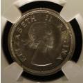 UNION OF SOUTH AFRICA 1957 SHILLING GRADED MS63 BY NGC
