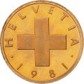 One Centime (Rappen) 1981, Coin from Switzerland