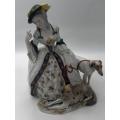 A VERY rare antique (1900-1919) German Karl Ens (Volkstedt) porcelain. LADY with dogs` figurine