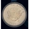1999 R1 Silver Proof Coin - Protea Series - Gold Mining - Mintage 1511 / 2500