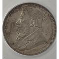 1897 Silver ZAR Sixpence PCGS Grade AU58