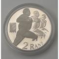 1995 South Africa Proof Silver World Cup Rugby R2 Mintage 3, 981 Very Rare