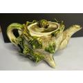 Majolica Style Green & Brown Seashell Conch Shell Japanese Tea Set (Teapot, Sugar bowl and Milk jug)