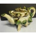 Majolica Style Green & Brown Seashell Conch Shell Japanese Tea Set (Teapot, Sugar bowl and Milk jug)