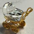 Swarovski Crystal Memories Baby Carriage Pram 18 K Gold Plated
