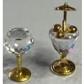 Swarovski Miniature Crystal Cocktail Glass w/ Umbrella & Glass  Gold Trim