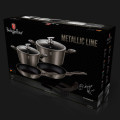 Berlinger Haus 9-Piece Matellic Line Marble Coated Turbo Induction Cookware Set - Carbon