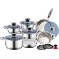 Royalty Line 16-Piece Stainless Steel Cookware Set Glass Lid RL-16BG-C