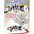 BRAND NEW 8 PIECE HIGH QUALITY STAINLESS STEEL  COOKWARE SET