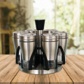 Totally Home 7 Piece Broad Glass Spice Jars in Stainless Steel Jacket & Rotating Spice Rack