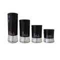 Totally Home 4 Piece Decadent Glass Jar Canisters - Coffee, Sugar, Tea and Pasta Storage - Black