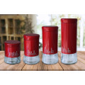 Totally Home 4 Piece Decadent Glass Jar Canisters - Coffee, Sugar, Tea and Pasta Storage - Red