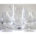 Hand Cut `VITRIA` lead crystal jug and 1 glass, unfortunately the other glass broke