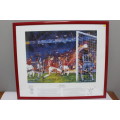 Framed Man United Soccer Team - in play - framed slightly scratched