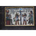 Framed Egyptian artwork on papyrus