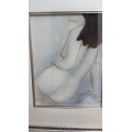 Framed painting - `The Nude woman` - Size incl frame - 63.5cm x 55.5cm