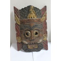 2 x Thai carved wooden masks