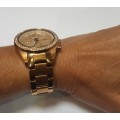 Ladies Rose Gold and diamante Fossil chronograph watch c/w additional links
