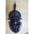 2 x African wooden carved mask heads
