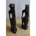 Pair of Carved Wooden African Statue