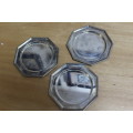 3 x Collectible small stainless steel dishes