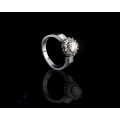 Platinum 8.2 (grams) Round Brilliant Diamond K VVS2 Ring with smalls with  GIA Cert