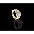 9ct (5.8grams) Yellow and White Gold Oval Zirconia Ring