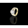 9ct (5.8grams) Yellow and White Gold Oval Zirconia Ring