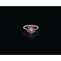 9ct (1.8gr) white gold Cocktail Ring with1.031ct Rubies and Small diamonds