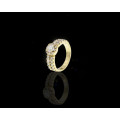 18ct (5.6grams) Yellow Gold 0.54ct Round Brilliant Diamond L SI1 Ring with smalls c/w GIA cert