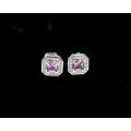 3.6 grams 18 carat White Gold Pink Topaz and Diamond Earrings