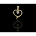0.6 grams 9 carat Yellow Gold Cubic Zirconia Heart Pendant