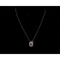 3.2 grams 9 carat White Gold Chain with a Sapphire and Diamond Pendant