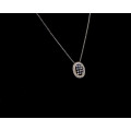 3.2 grams 9 carat White Gold Chain with a Sapphire and Diamond Pendant
