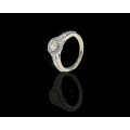 3.7 grams 18 carat White Gold Diamond Halo Engagement Ring