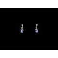 1.2 grams 9 carat White Gold Tanzanite and Diamonds Stud Earrings