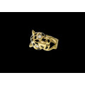 19 grams 18 carat Yellow Gold Diamond and Black Enamel Jaguar Ring