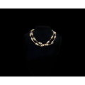 47.9 grams (total weight) 14 carat Yellow Gold Pearl and Precious Stone Double Row Necklace