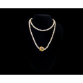 Single Strand Cultured Pearl Necklace with a 5.5 gram 18 carat Yellow Gold Clasp with Sapphires