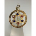 3.6 grams 9 carat Vintage Yellow Gold Star of David Pendant with semi precious stones and a pearl