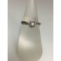 1.9 grams 9 carat White Gold Diamond Halo Engagement Ring