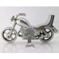 Large Cast Silver Metal Easy Rider Motorcycle Statue