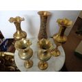 5 X SOLID BRASS VASES IN NICE CONDITION.read on..