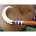 WARTHOG TUSK, BRASS AND WOOD WALKING STICK //POSTNET ONLY// READ ON