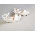 Comfy & Light Womens Ankle Strap Wedge Platform Heels - Size 5 in White Only