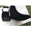 Size 3 Ladies Classic Ankle Boots Suede - Black Size 3 ONLY