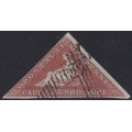 Cape of Good Hope : 1853 SACC1a : 1d Deep Brick Red,deeply blued paper VERY FINE USED CV R14000